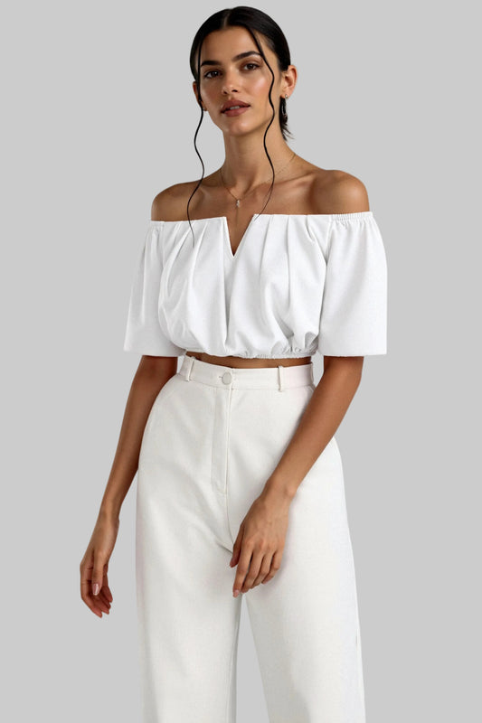 Amarante | Off-Shoulder Top with Ruffled Sleeves