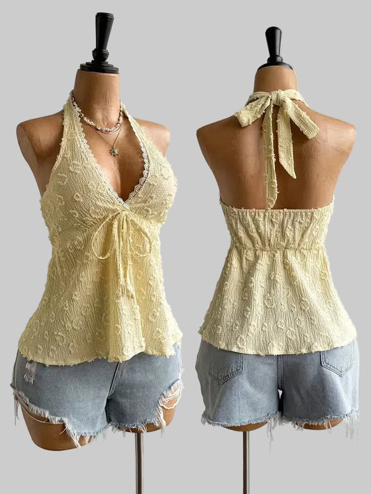 Roselle | Halter Top in Butter Yellow