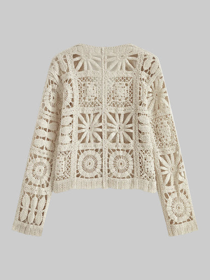 Aldana | Virkad Kofta med Fyrkantmönster