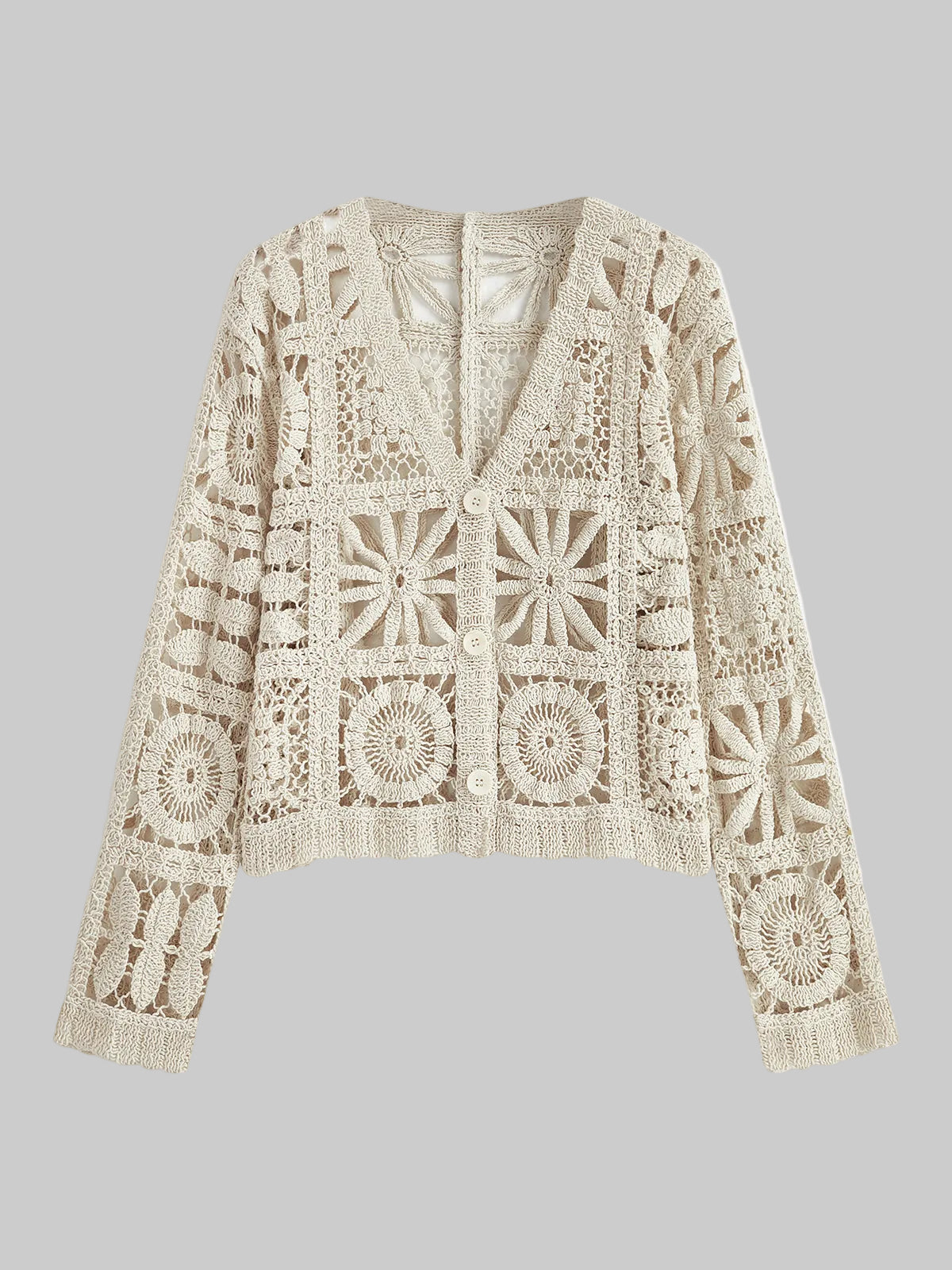 Aldana | Virkad Kofta med Fyrkantmönster