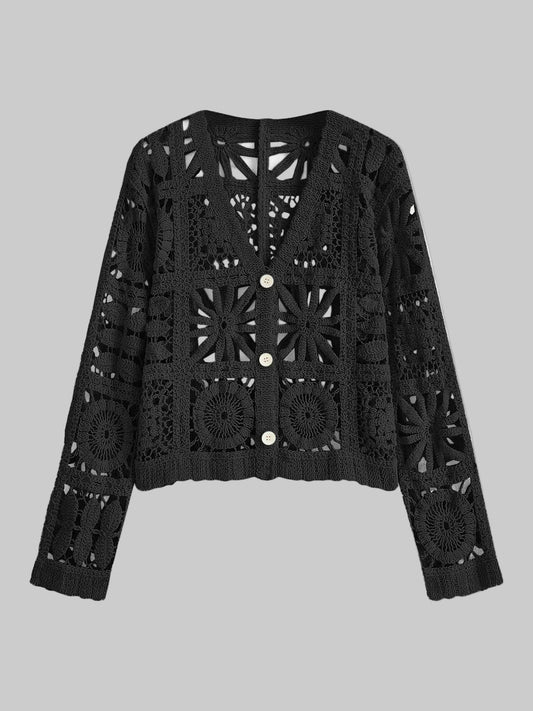 Aldana | Virkad Kofta med Fyrkantmönster