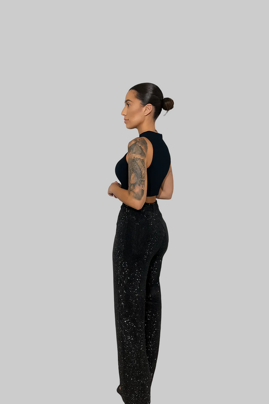 Luniva | Raka High Waist Jeans Med Glitter