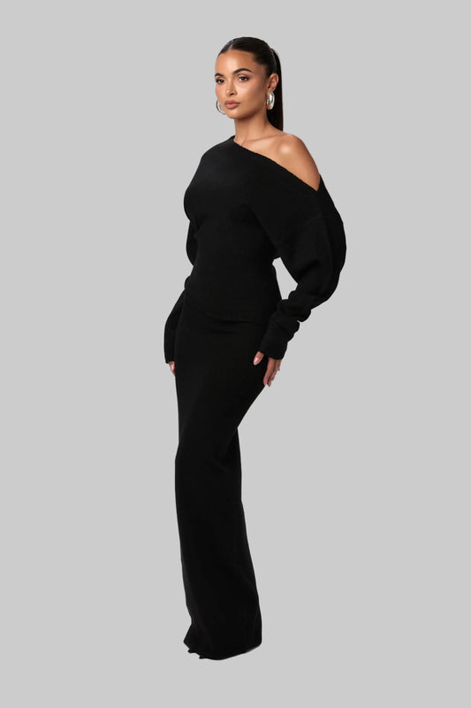 Nyvianne | Stickad Off Shoulder Klänning