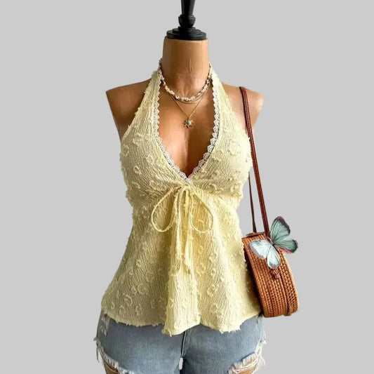 Roselle | Halter Top in Butter Yellow