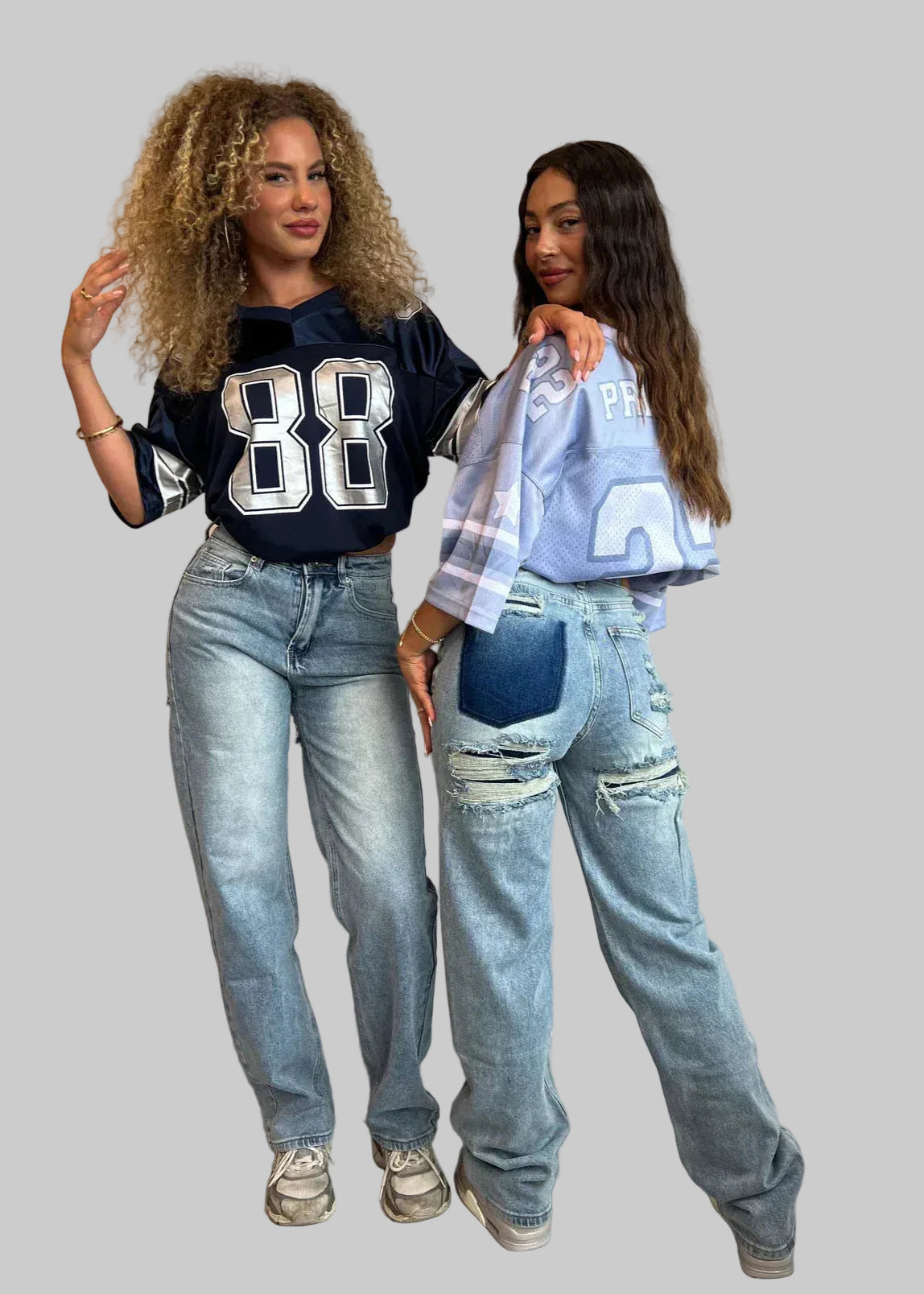 Elyna | Vintage Slitna Jeans Med Hög Midja