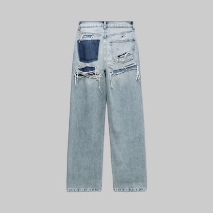 Elyna | Vintage Slitna Jeans Med Hög Midja